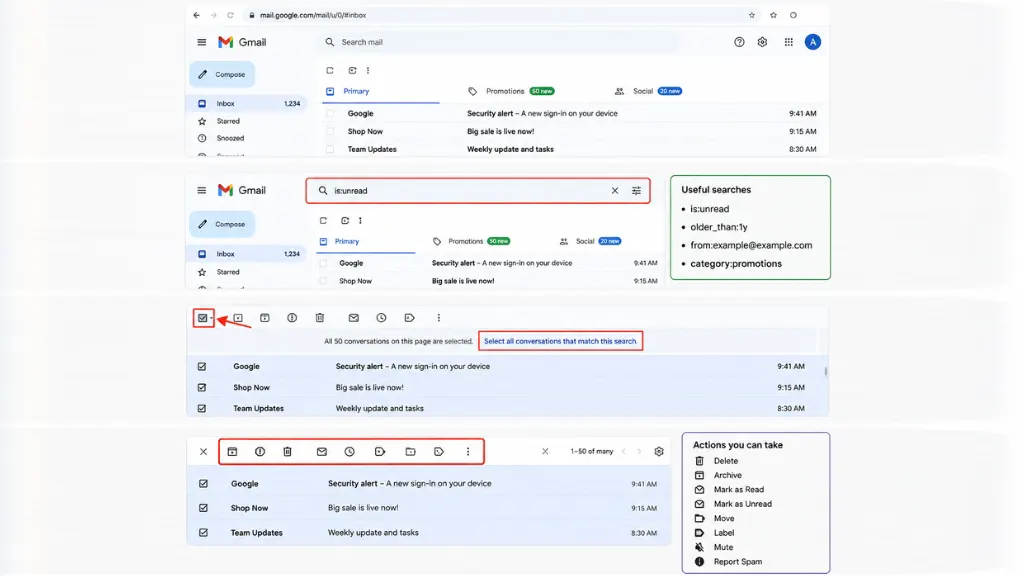 how to bulk edit gmail inbox